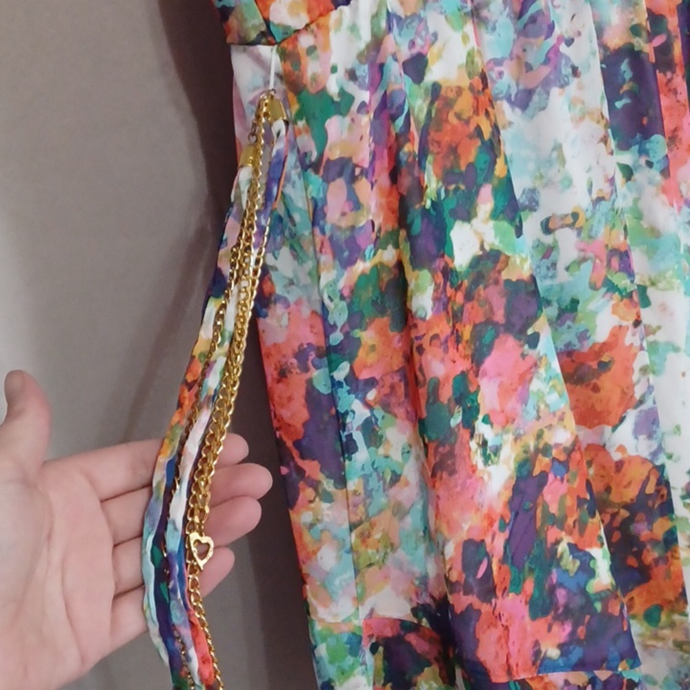 Thalia Soda Sleeveless Floral Dress Faux Wrap V-Neck Tiered Ruffle Hemline - Picture 14 of 16